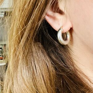 Vintage SILVER PAIR OF ITALIAN HOOPS